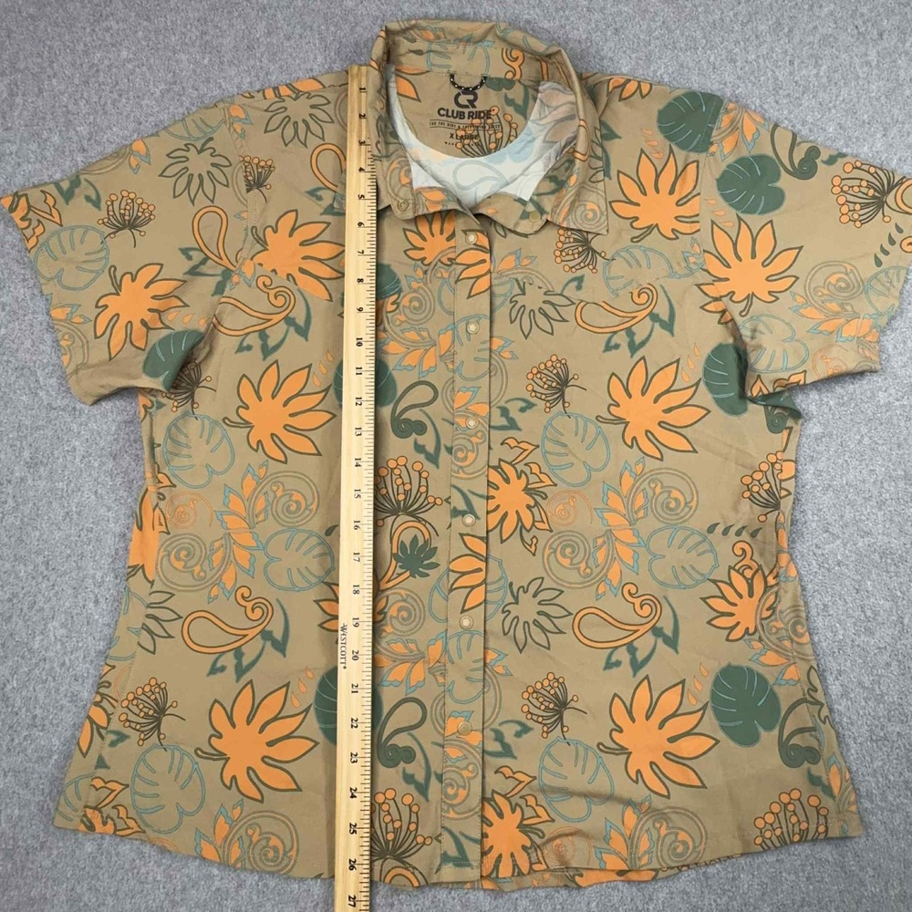 Club Ride Bandara Trailhead Party Shirt Women's Size XL Coriander Brown Paisley - Picture 8 of 13